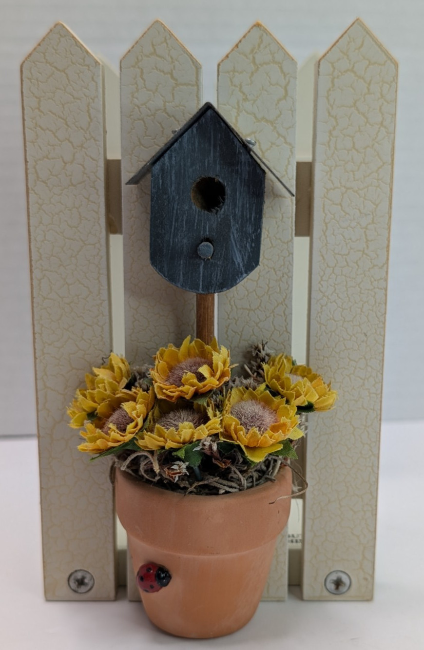 Vtg 1999 ABC Sunflower Napkin Holder Birdhouse Country Farmhouse Decor