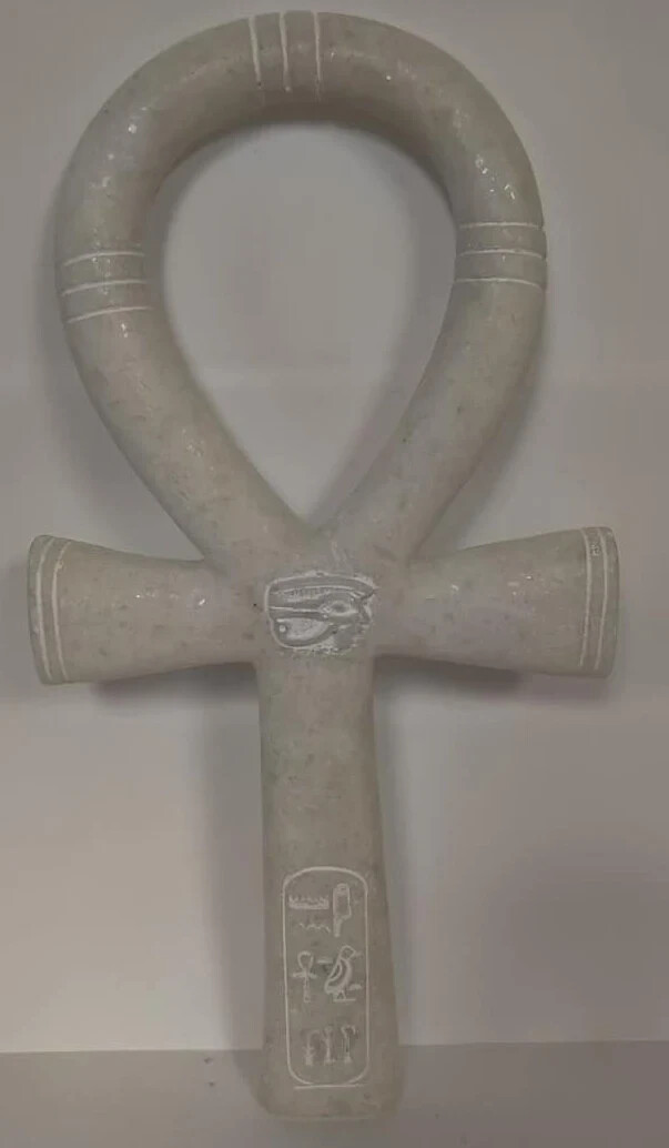 Unique Large Egyptian Hand Carved Marmar Stone Ankh Made In Egypt