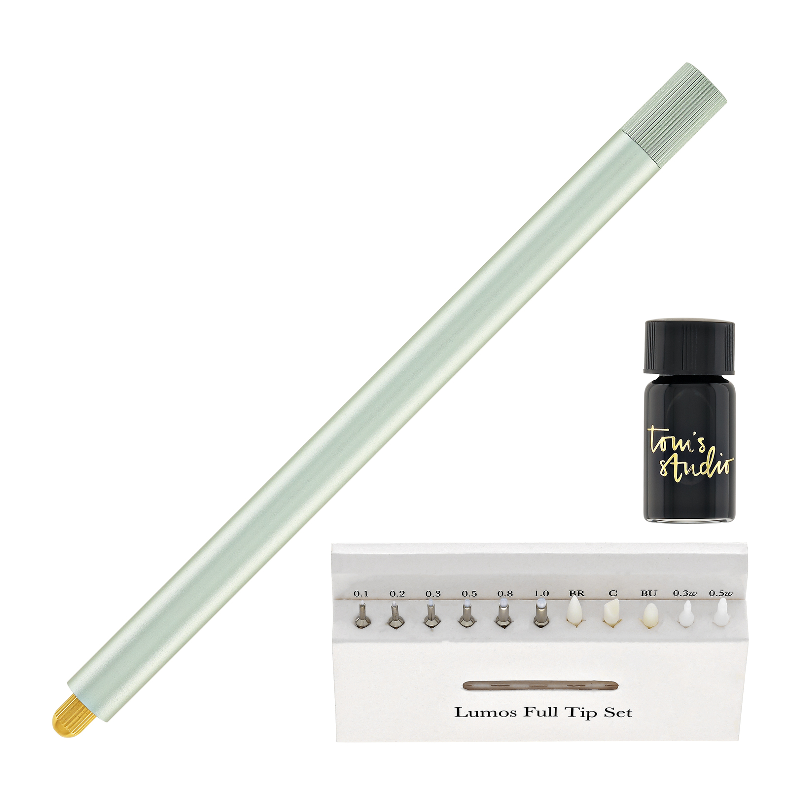 Tom's Studio Lumos Pro Refillable Single Tip Pen in Sage - NEW in Box