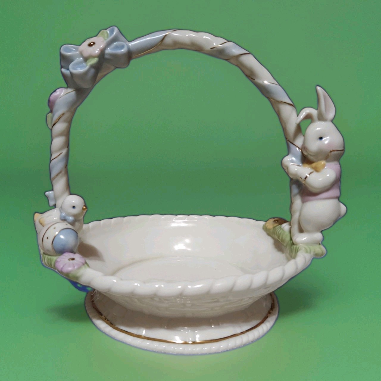  Lenox Occasions Easter Bunny Basket with Baby Chick - Porcelain