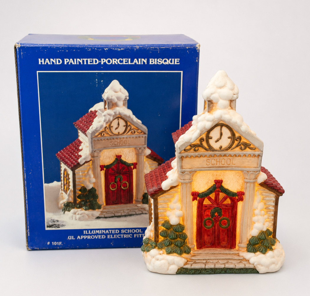 Home Town America Collection School Vintage 1995 Christmas Village Porcelain