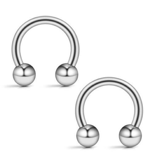 1Pr -12g 5/8 Externally Threaded Horseshoe Prince Albert Guiche Rings SS 316L