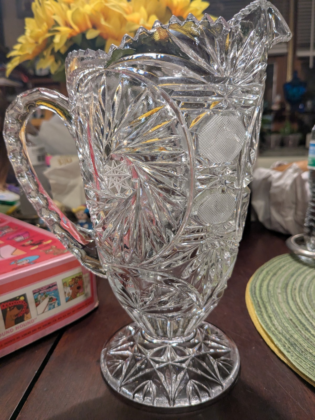 Anna Hutte Bleikristall Imperlux Footed Crystal cut glass Pitcher West Germany