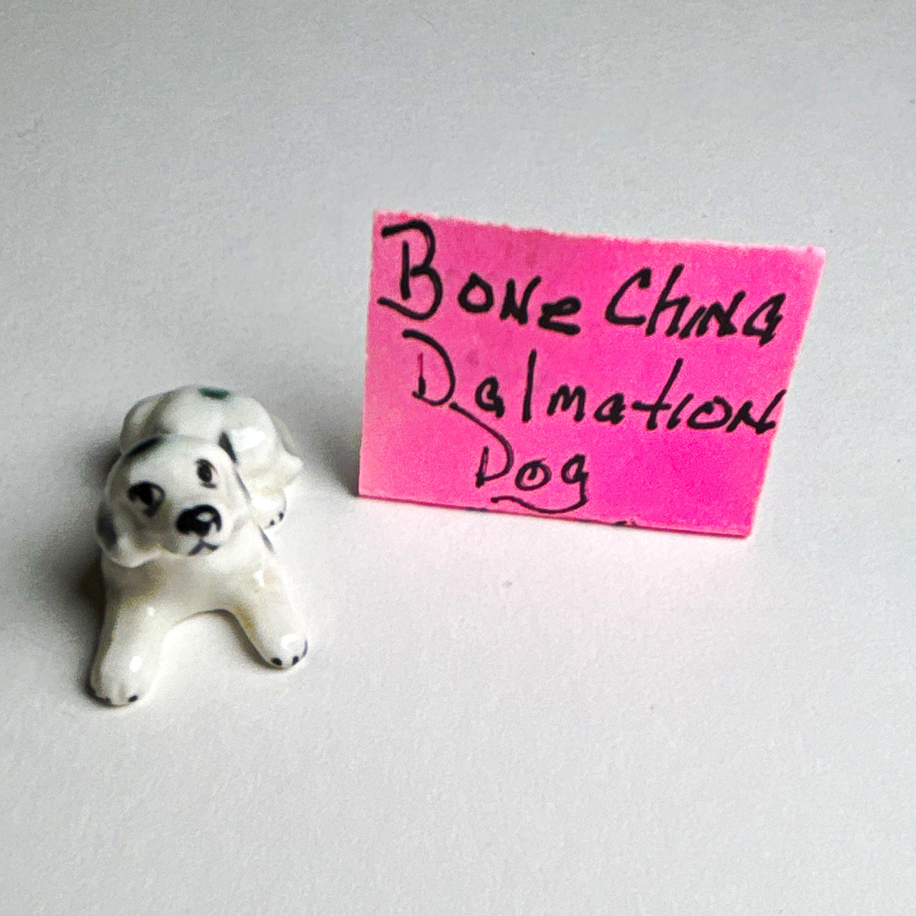 Vintage Miniature Bone China Dalmatian Dog Figurine Tiny Puppy Collectible
