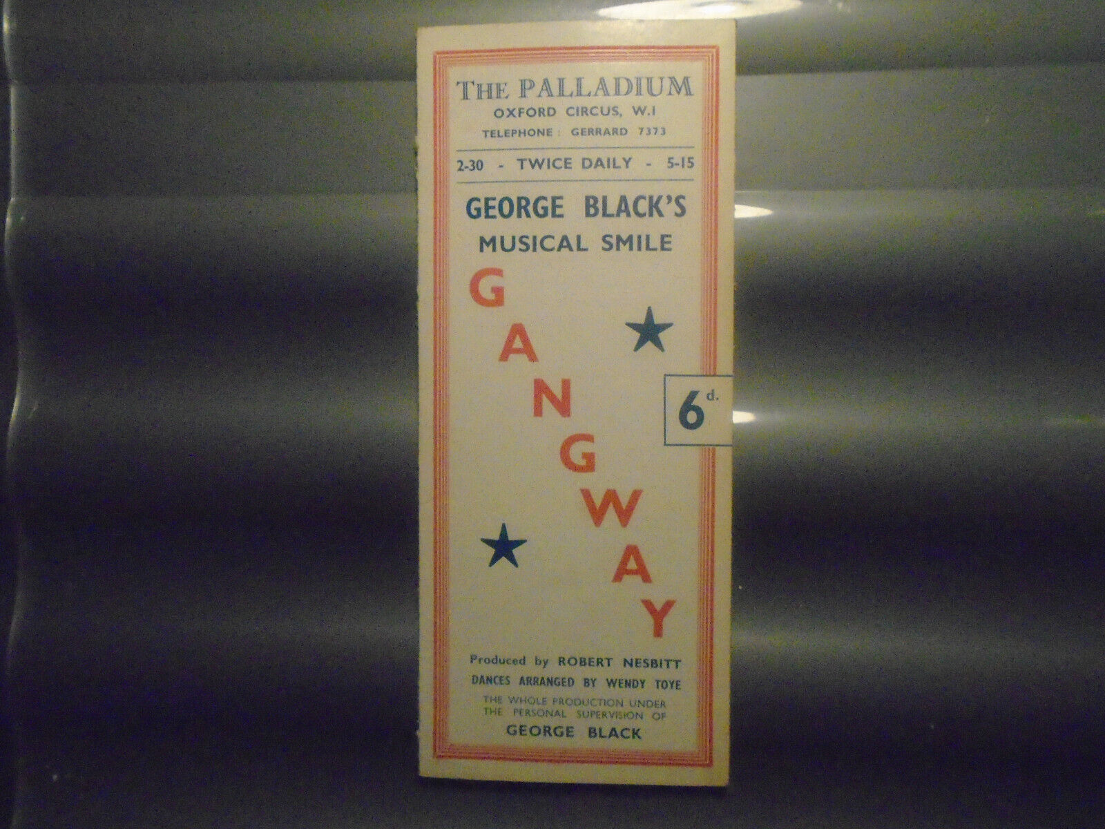 1941 Gangway Tommy Trinder Anne Ziegler The Palladium Musical Theatre Programme