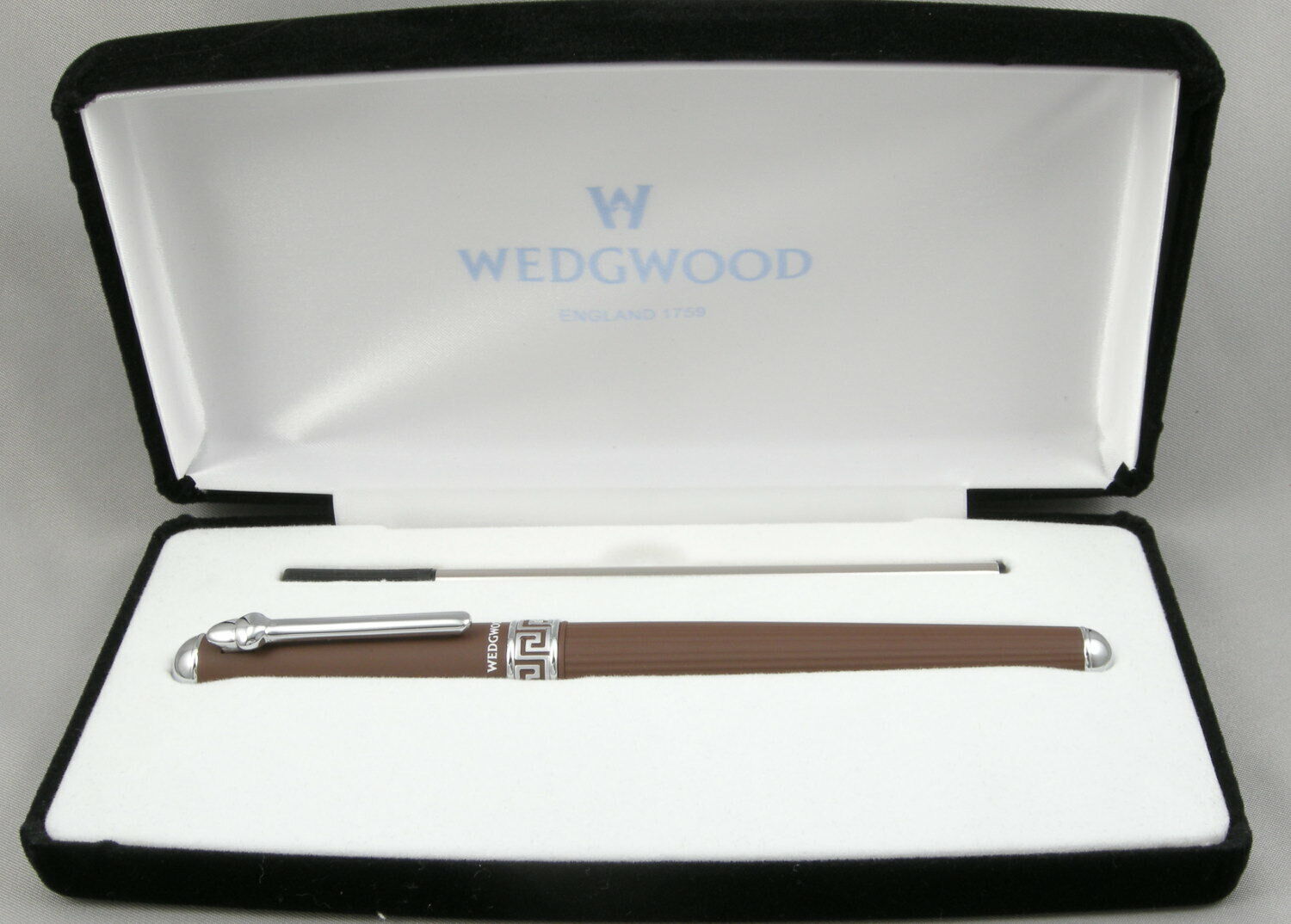 Wedgwood Brown & Chrome Jasperware Rollerball Pen - New In Box 