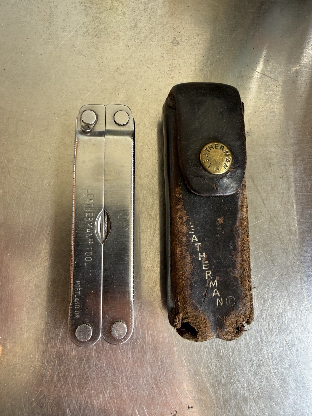 Vtg The Original Leatherman Pocket Survival Tool Portland Oregon With Leather..