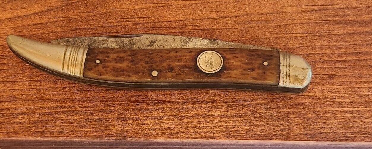 1920's REMINGTON R-1613 - Bullet Shield, Stag Antler Handle, Single Etched Blade