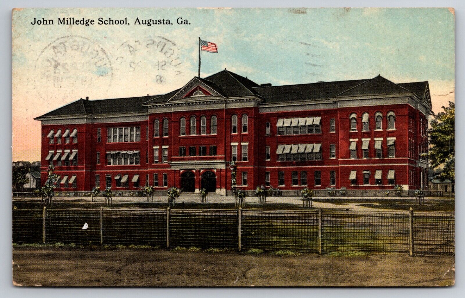 John Milledge School Augusta Georgia GA 1917 Postcard