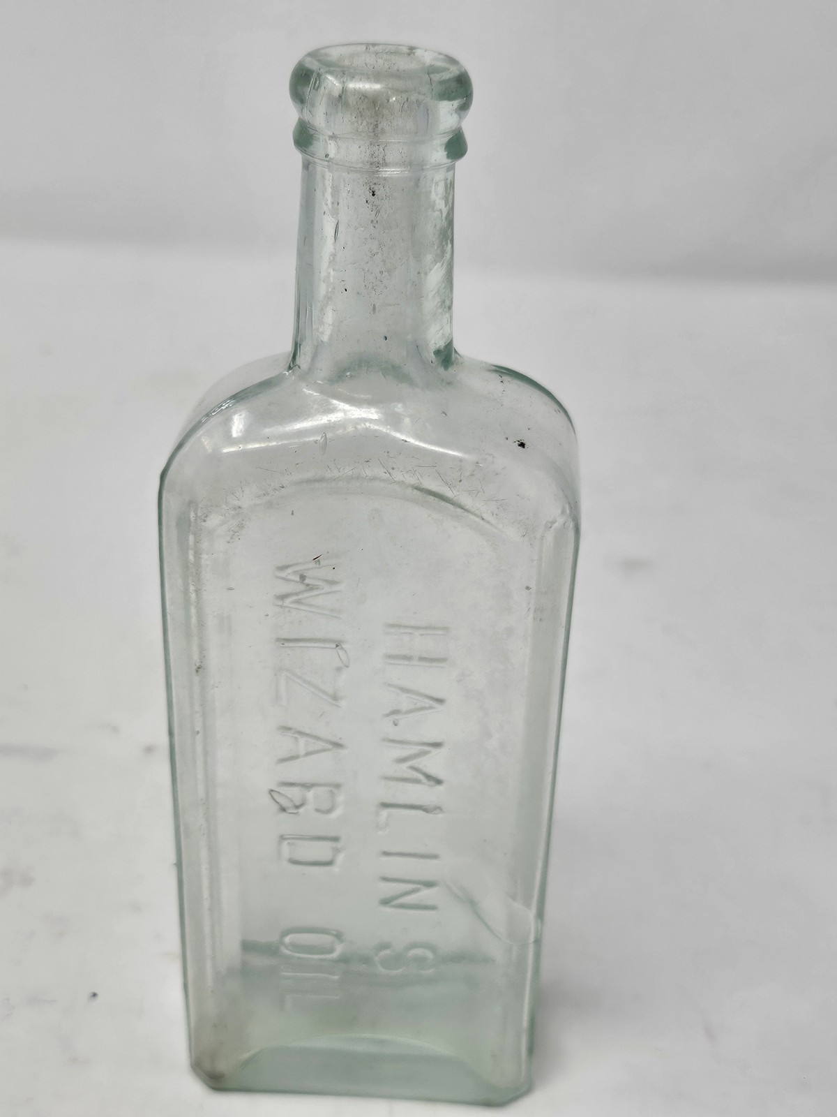 Antique 1890s Hamlin\'s Wizard Oil Bottle, Aqua, EUC