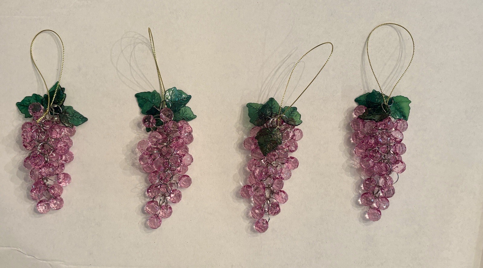 Bunch of Grapes Acrylic Jewels Ornaments Purple Violet Iridescent Lot of 4