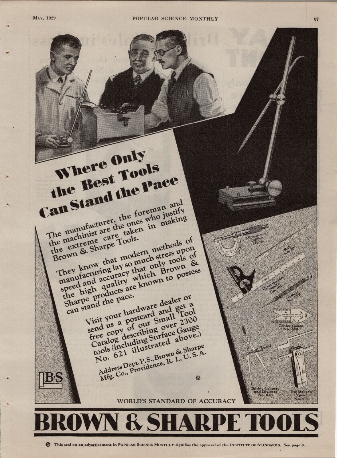 Original 1929 Brown & Sharpe Tools Print Ad  \