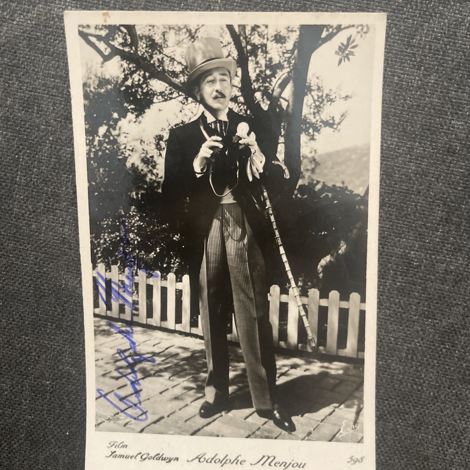 Vintage Adolphe Menjou Cinema Postcard Autograph Signature Dedication