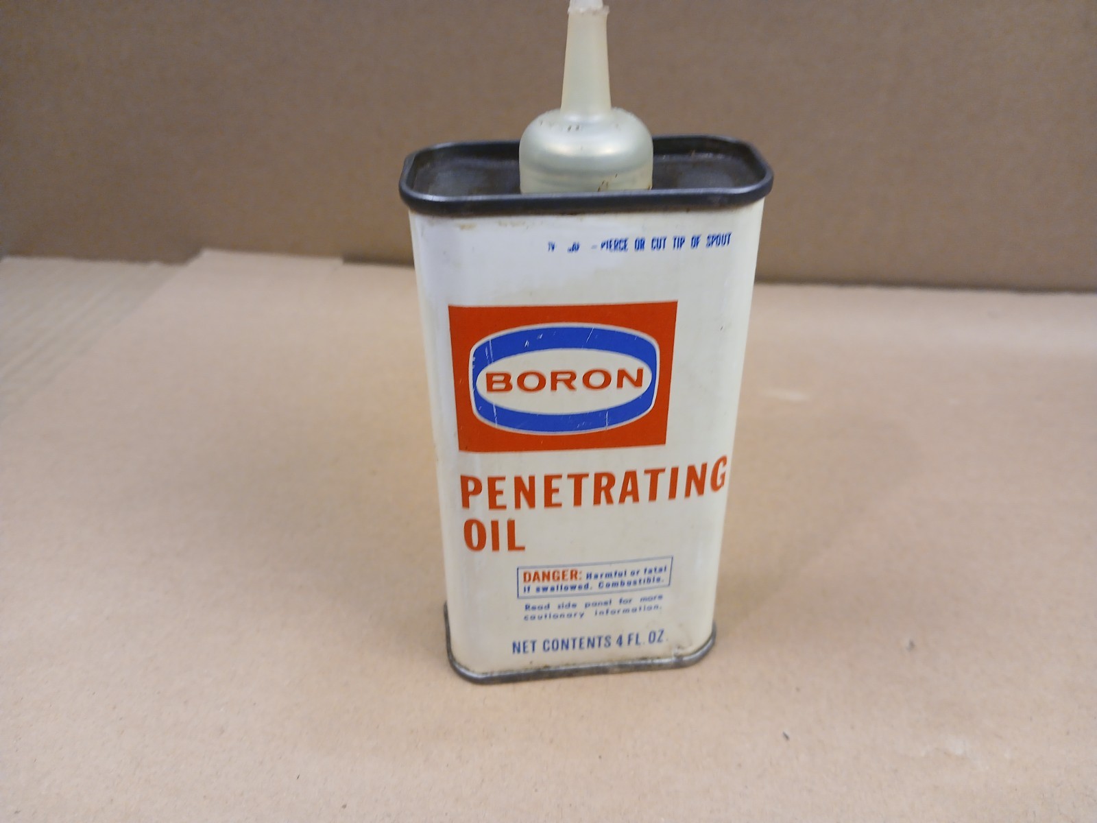 Vintage Boron 4oz. Home Oil Handy Empty Oiler Can No Cap Pre-Owned