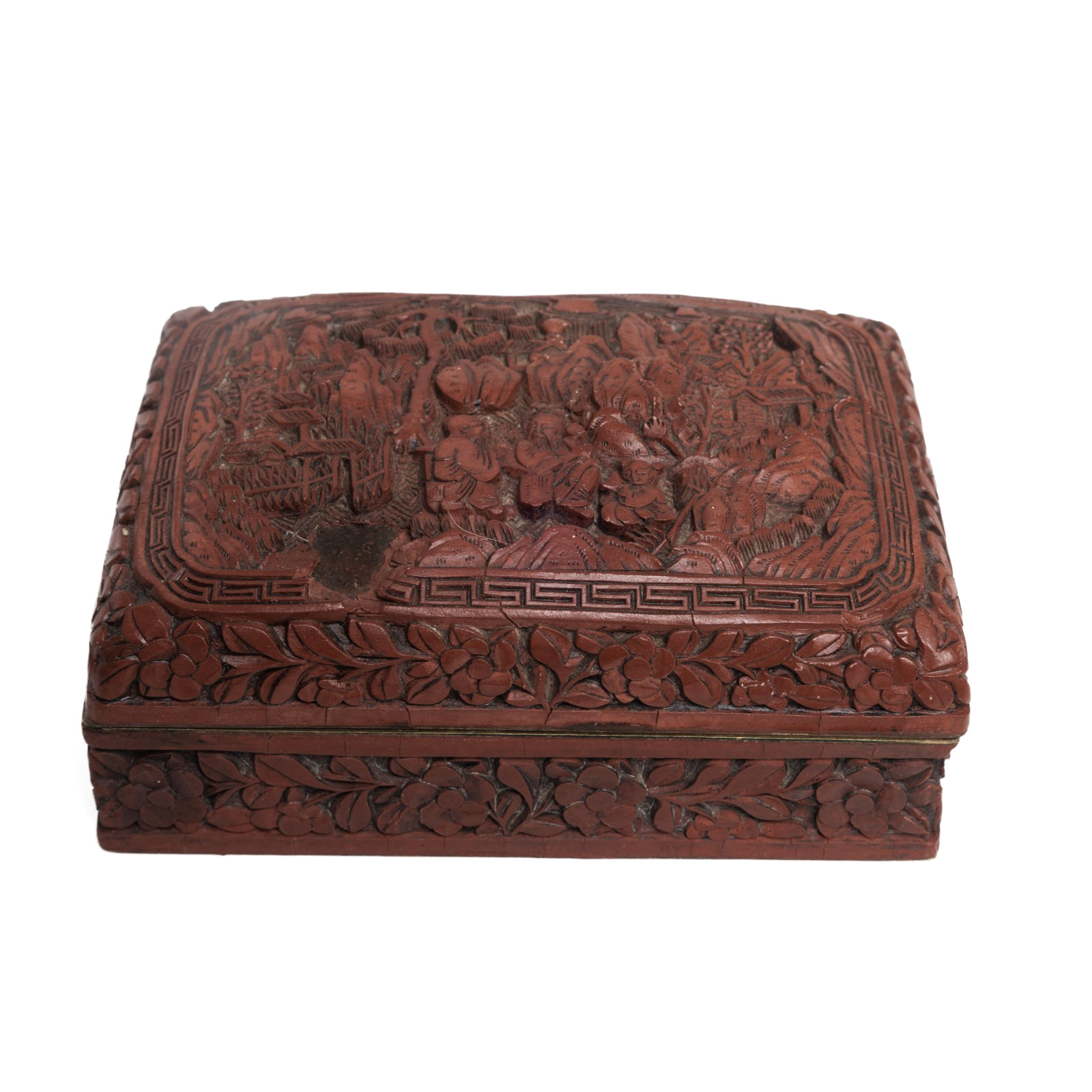 Antique Chinese Carved Cinnabar Lacquer Box 2\
