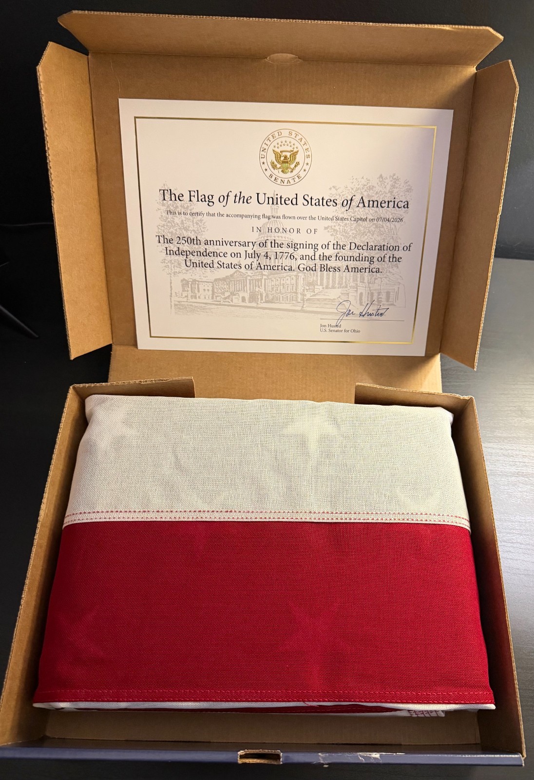 5x8 US Flag Flown Over Capitol July 4 Honoring America's 250th Anniversary w COA