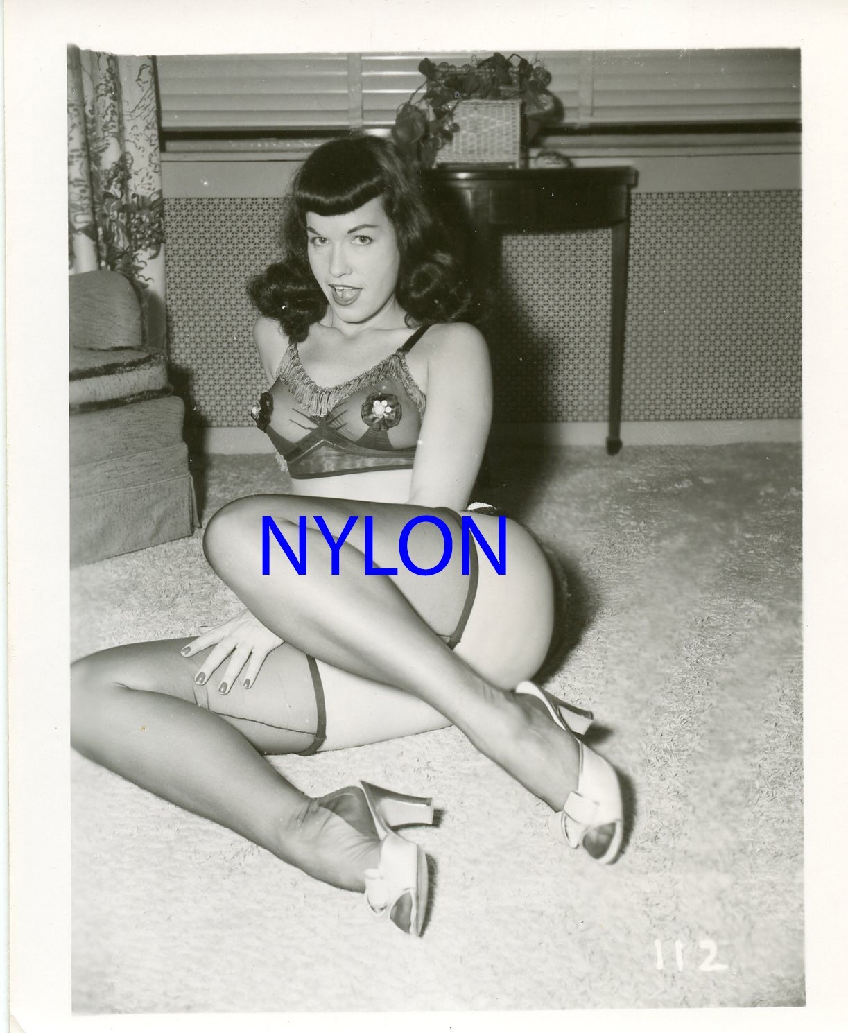 RARE BETTIE PAGE VINTAGE 1950's 4 x 5 PHOTOGRAPH BY JACK BRADLEY