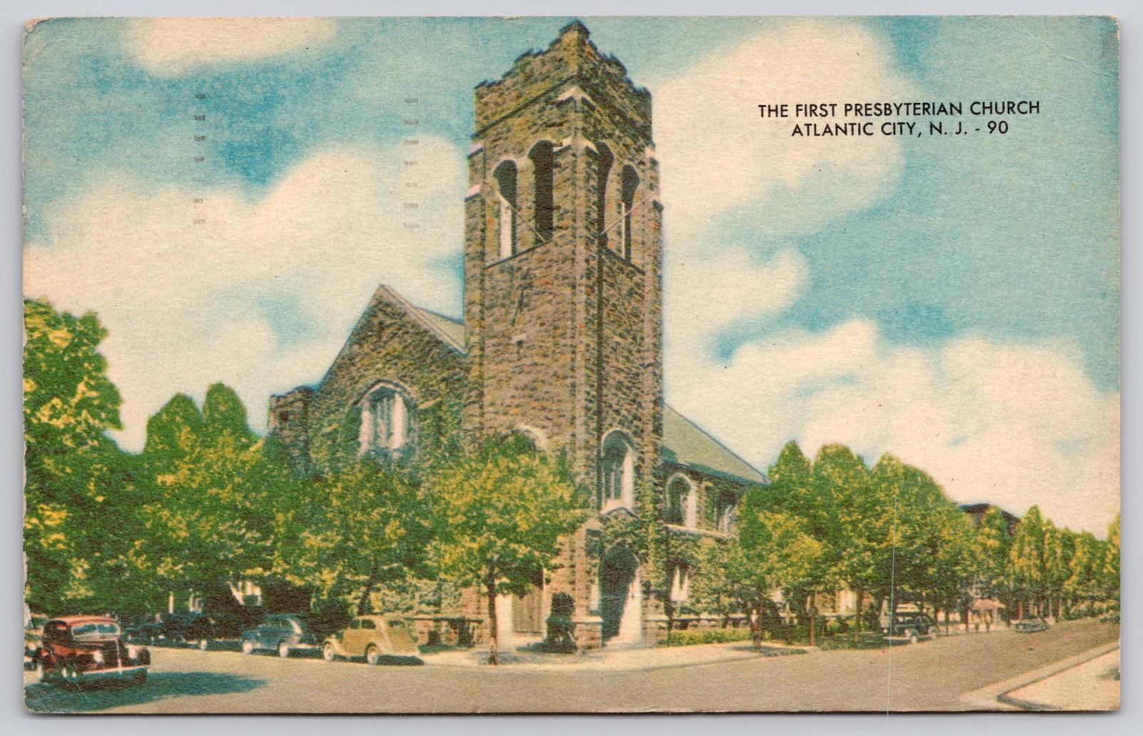 Atlantic City New Jersey NJ First Presbyterian Church Postcard c1940s