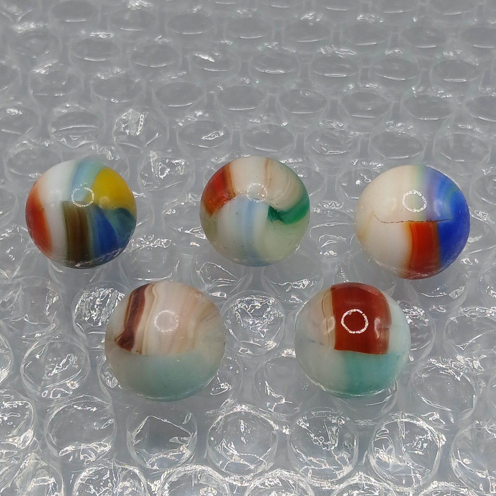 Lot of 5 Vitro Agate Tri-Lite Aquamarine Oxblood UV Glow .60