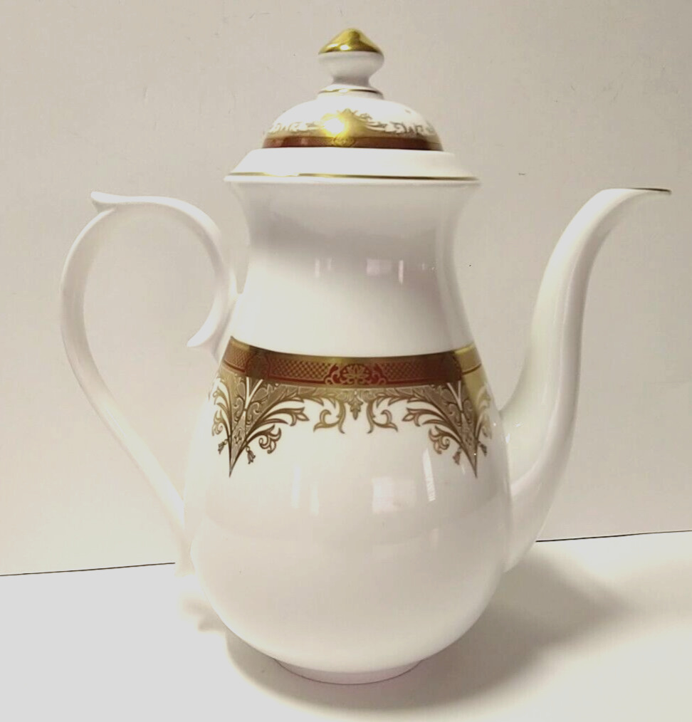 Caverswall Teapot / Coffee Pot Fine Bone China Gold Gilded Hand Painted England
