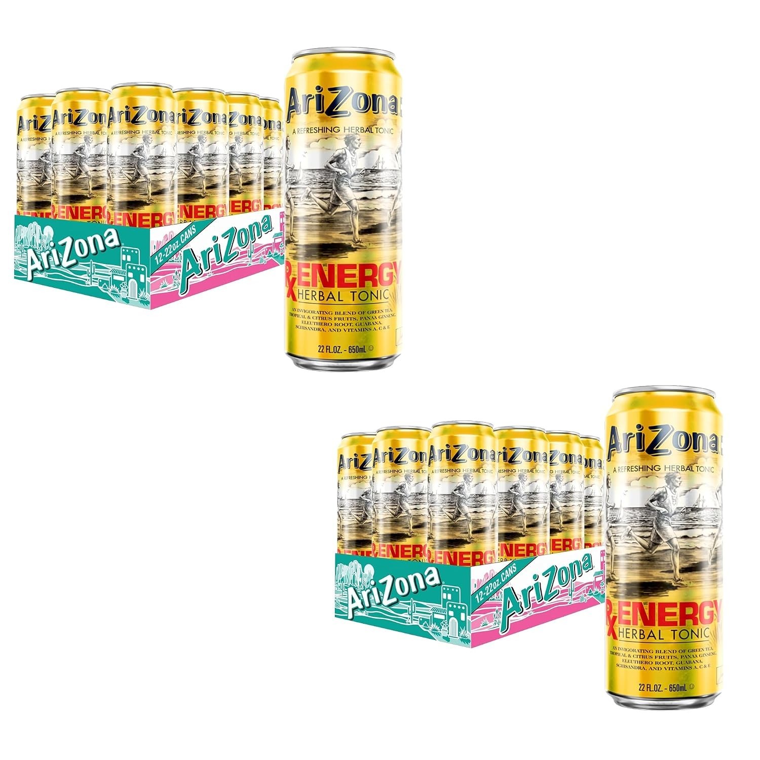 AriZona Rx Energy Herbal Tonic - Big Can, 22 Fl Oz (24 Pack)