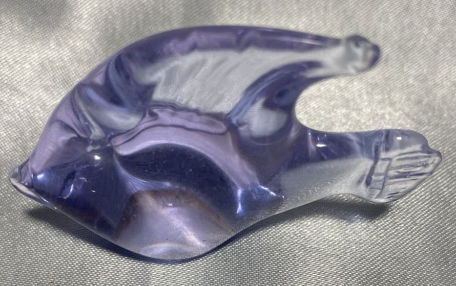Vintage Glass Miniature Figurine Fish Purple Konst Glashyttan- Sweden