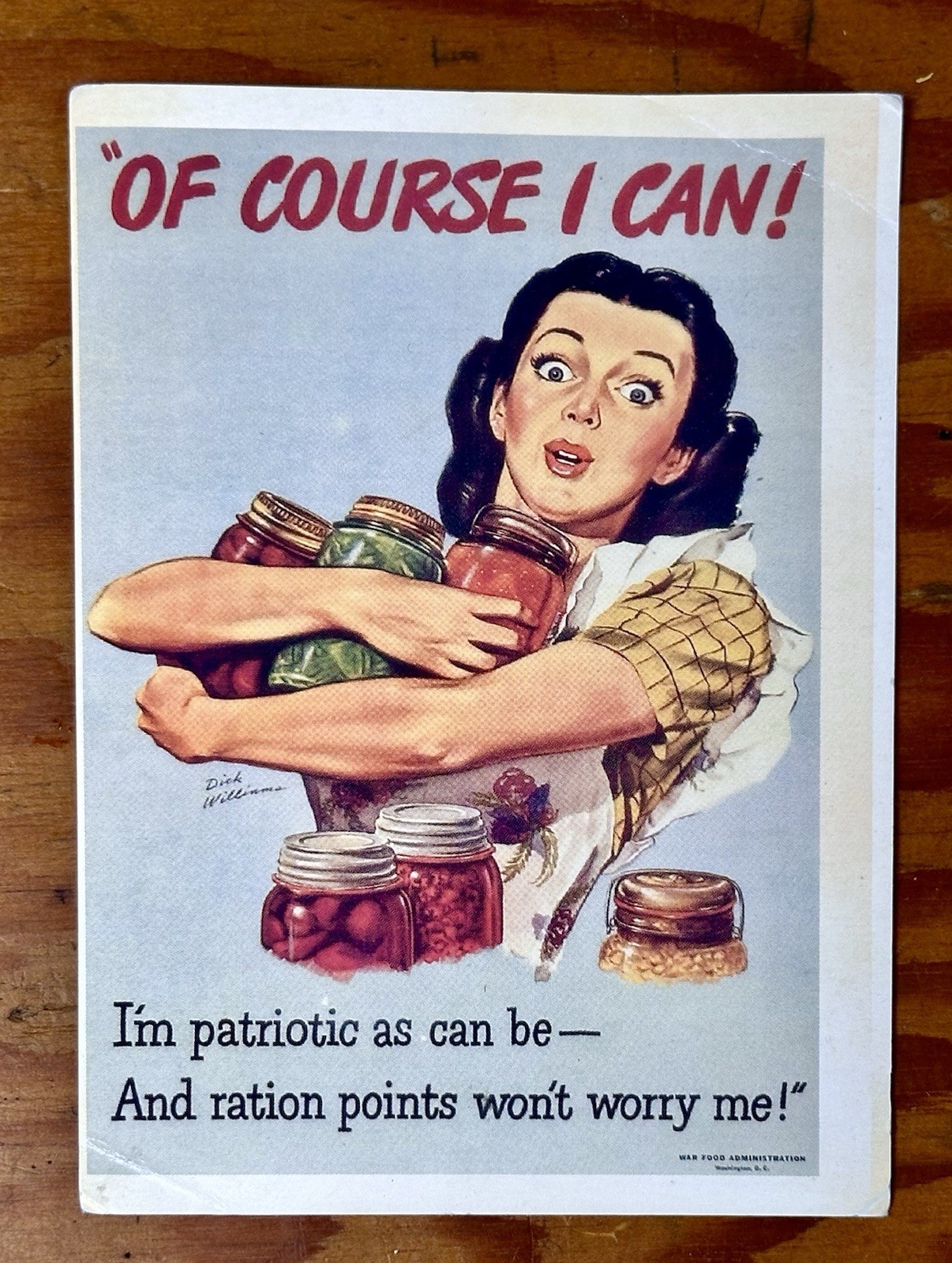 1944 Of Course I Can Post Card Antique WWII Ration Advertising Mailing Poster