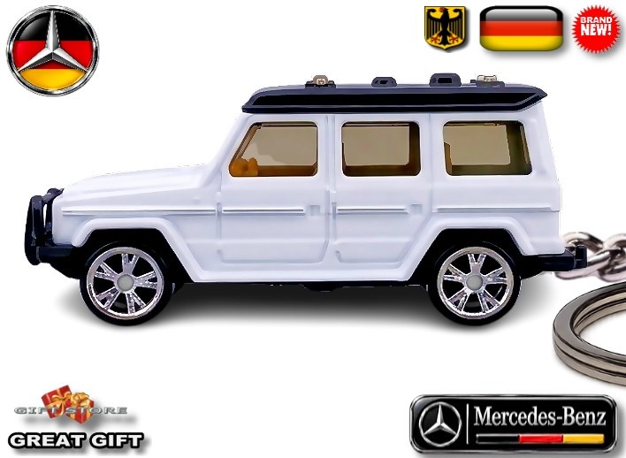 🎁🚦 🆕 VERY RARE KEY CHAIN WHITE MERCEDES BENZ G CLASS G WAGON 💕GREAT GIFT💕🎁