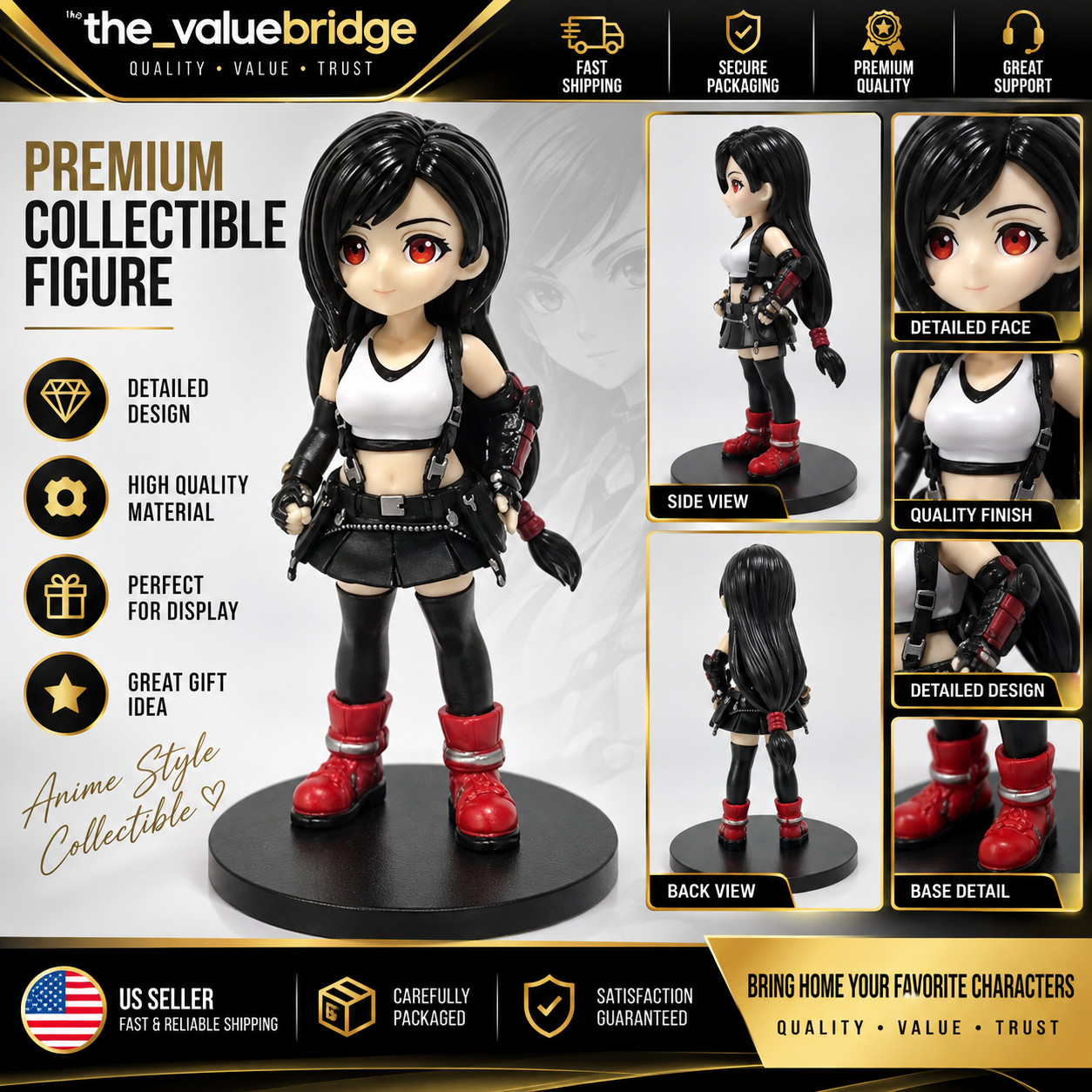 Tifa Lockhart Figure Final Fantasy VII Remake Anime PVC 11-12CM Collectible