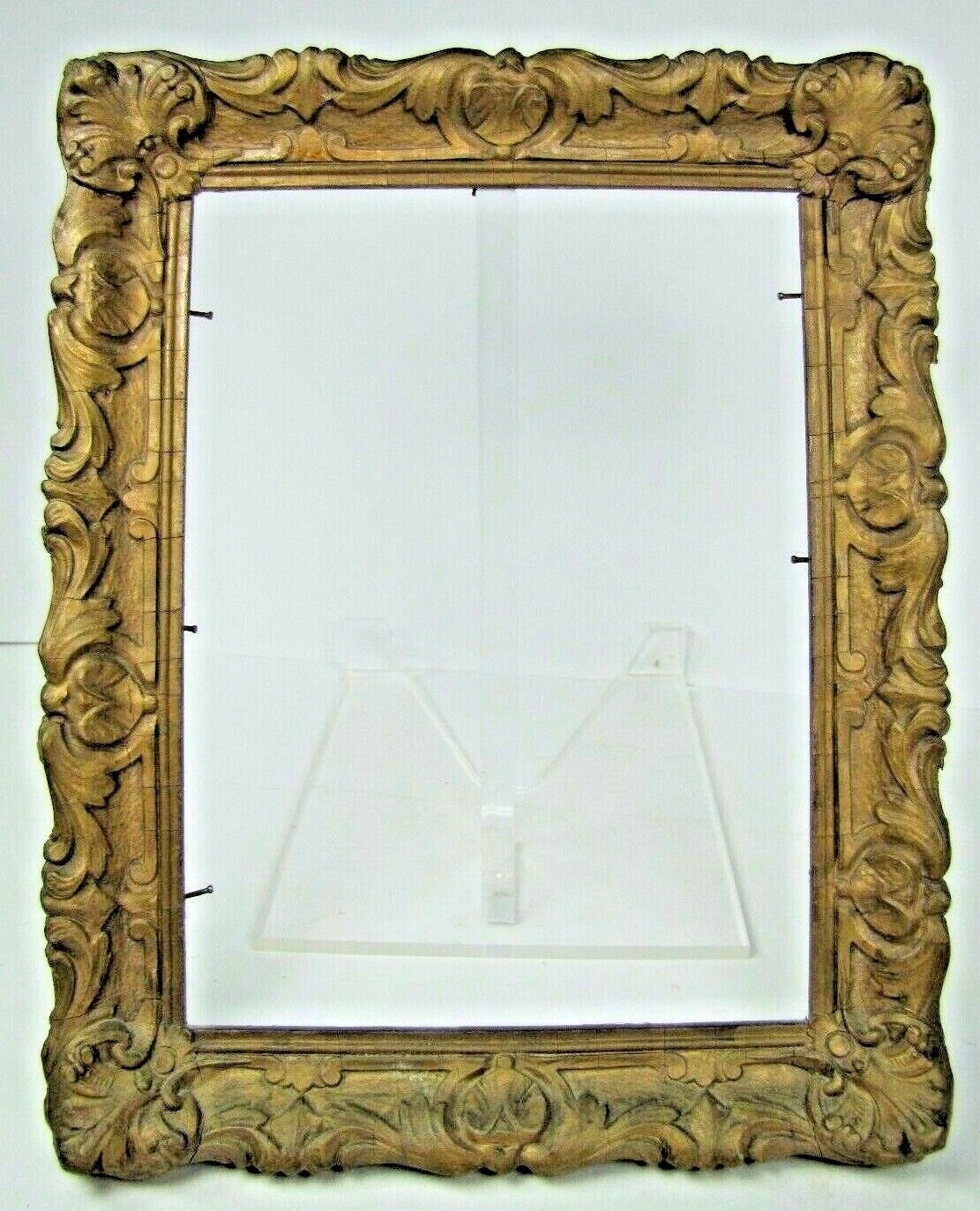 Antique Wooden Picture Frame lovely detailed high relief raised scallop design