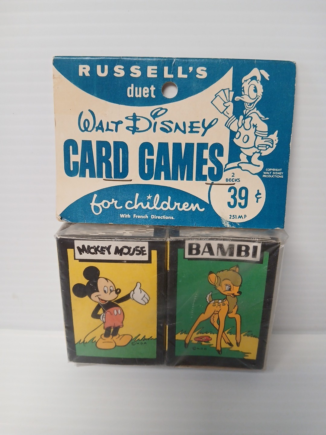 Vtg 1940s Russell Disney Duet Card Game Mickey Mouse Bambi RARE French Direction