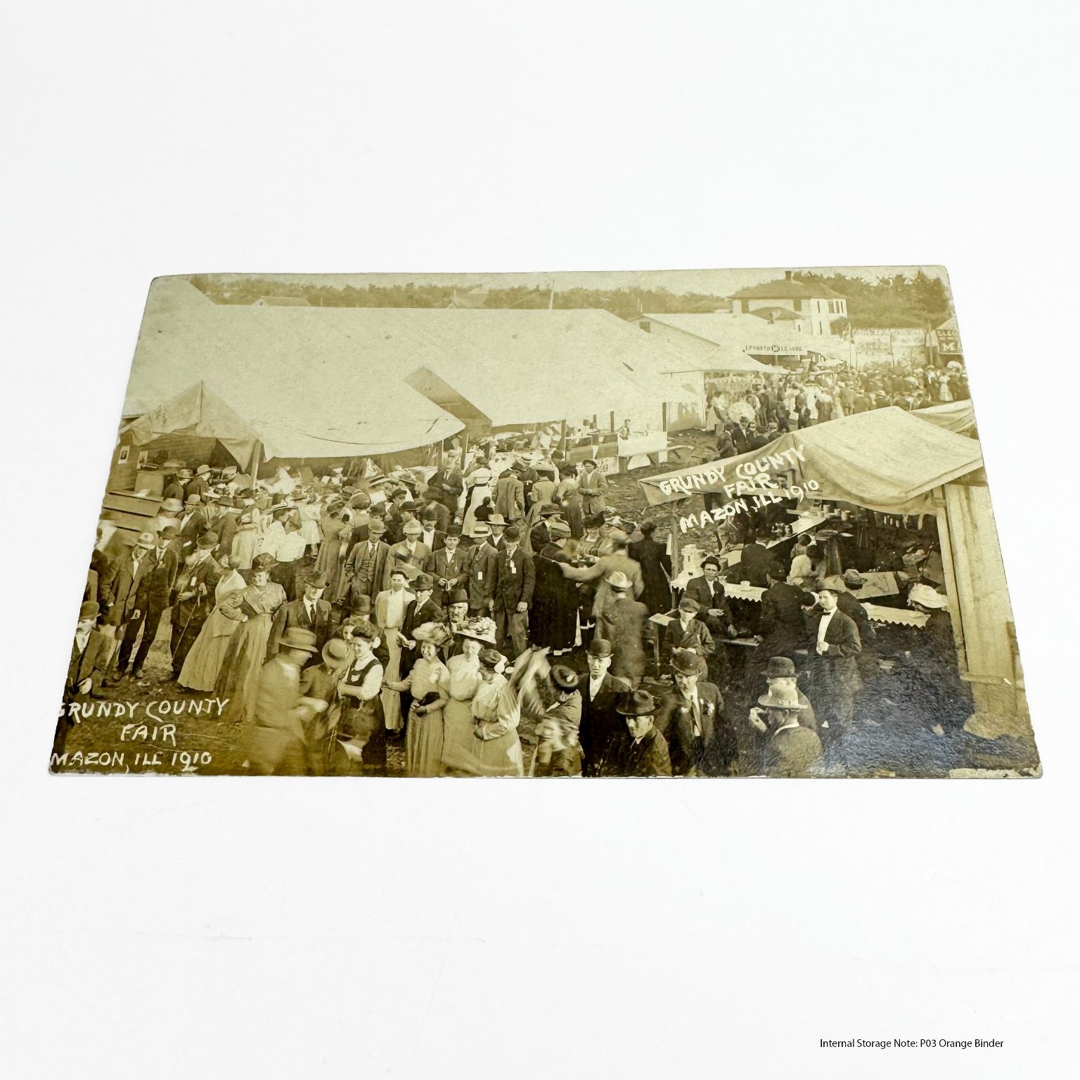 1910 Grundy County Fair Mazon Illinois RPPC Postcard - Large Crowd Scene