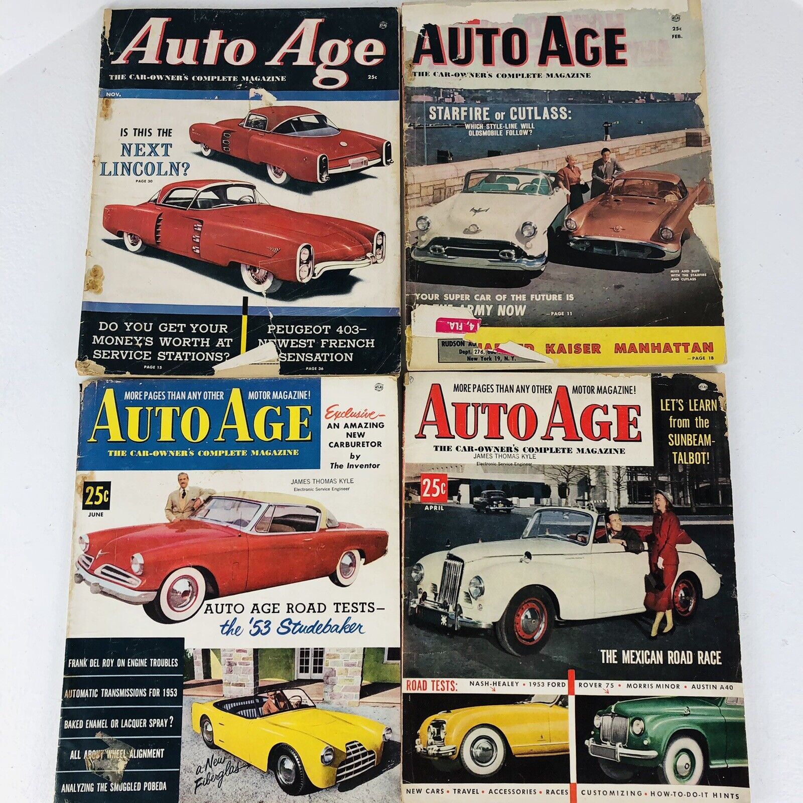 Auto Age Magazine LOT (4) 1950’s ￼ Studebaker Starfire Cutlass Austin ￼￼