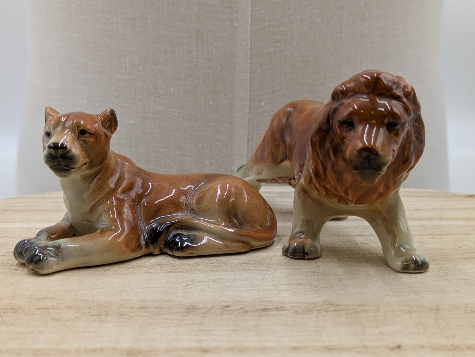 Vintage Relco Lion and Lioness Salt & Pepper Shakers Hand Painted Japan