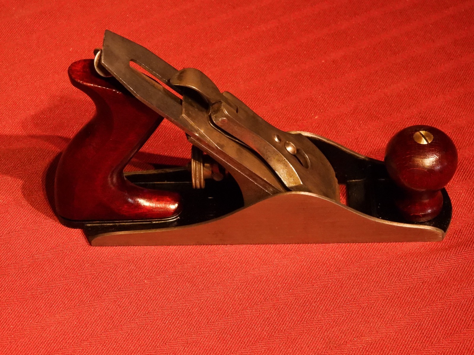 Vintage Made in USA  No. 3 Size Handplane With Deep Red Stained Handles