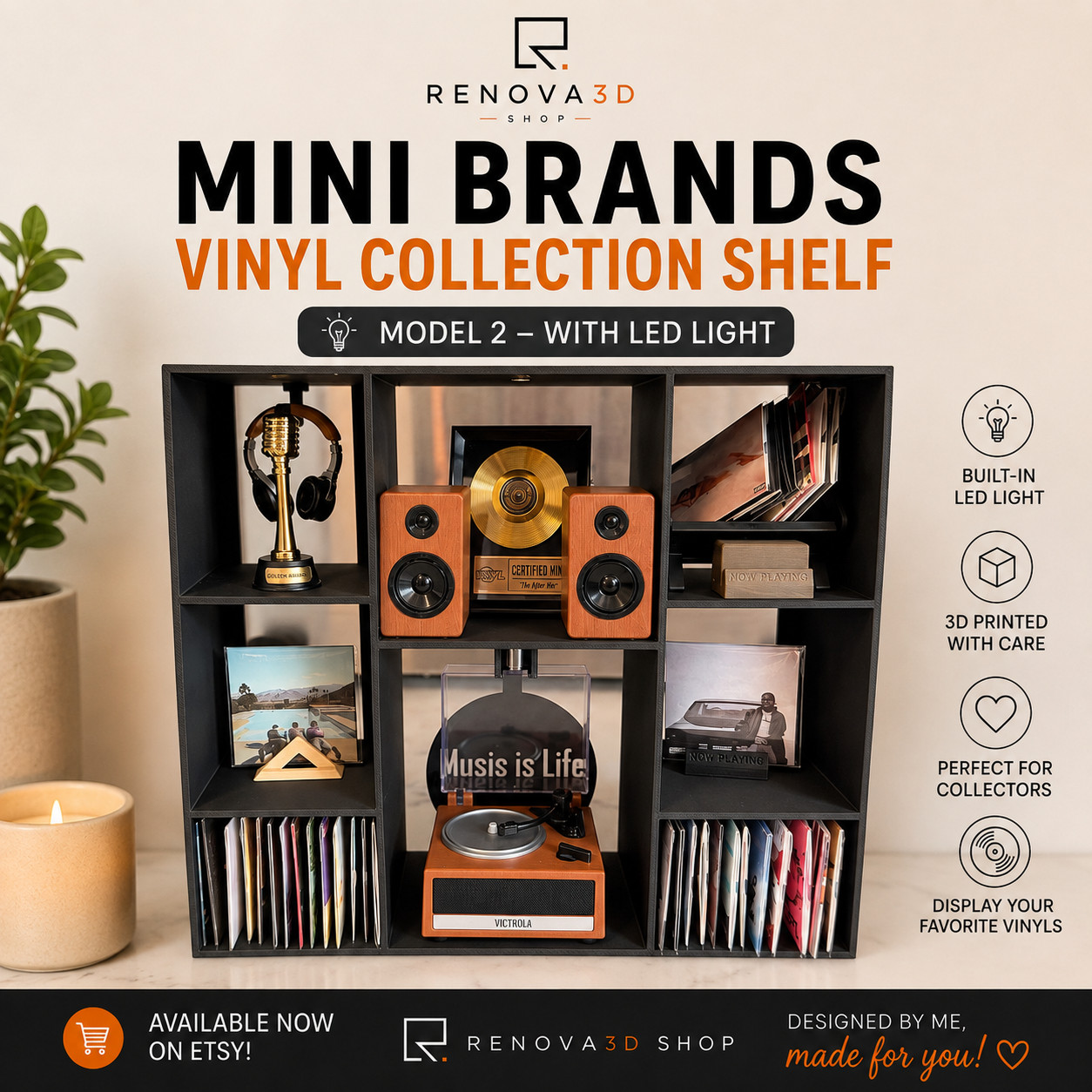 Mini Brands Vinyl Collection Display Shelf w/ LED Light - Shelf Only