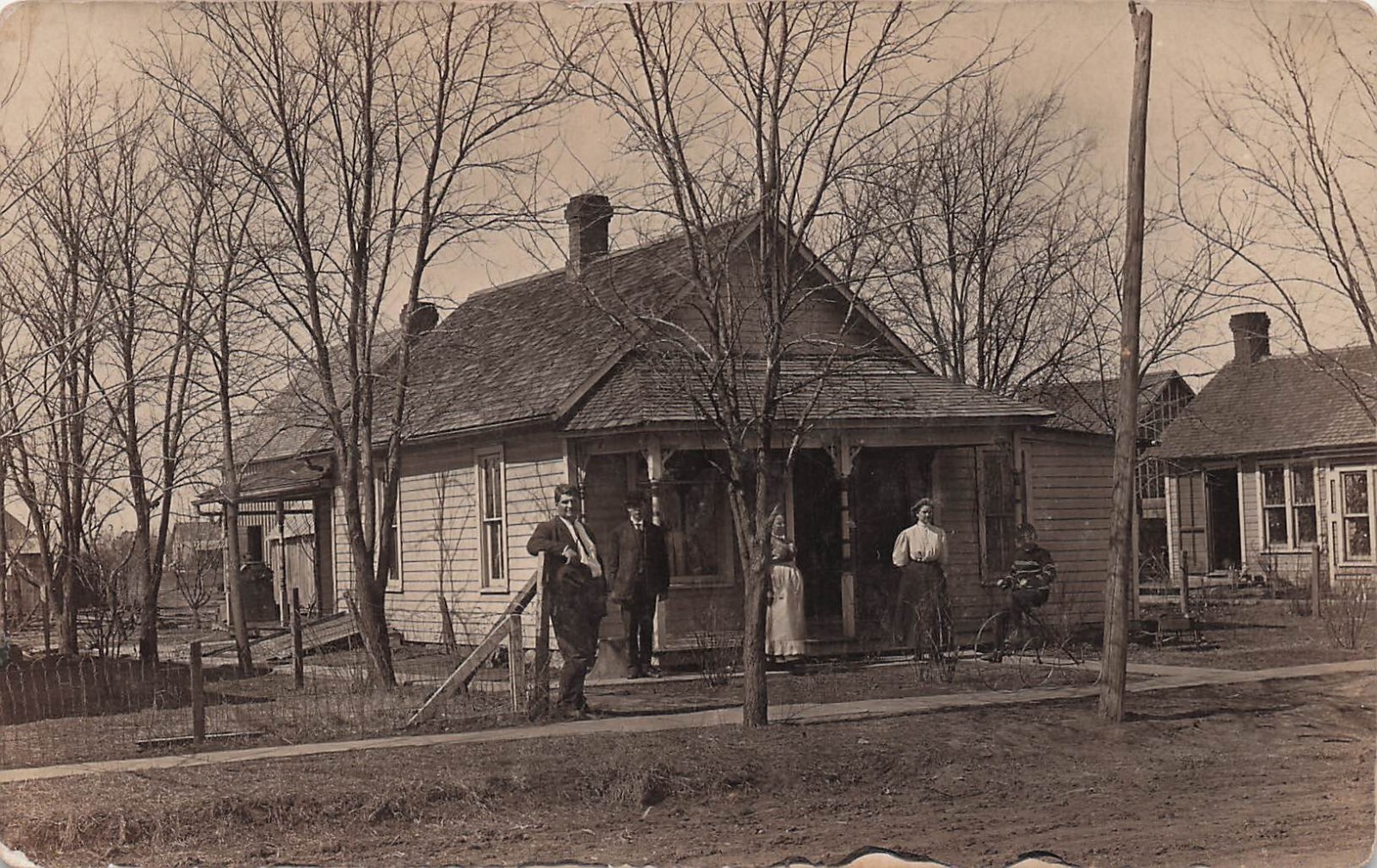 Vernacular House Penny Farthing antique bicycle Tricycle Photo Postcard H20