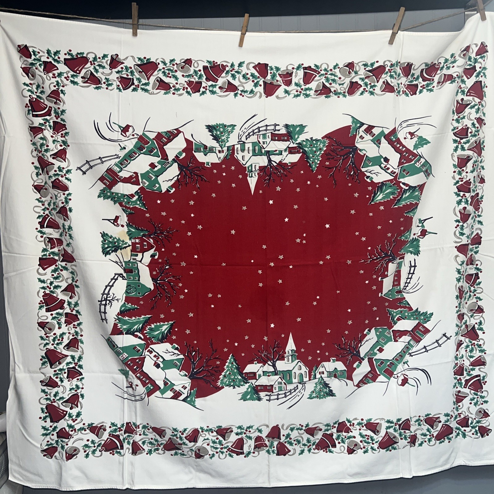 ATOMIC MCM Vintage Christmas Tablecloth 