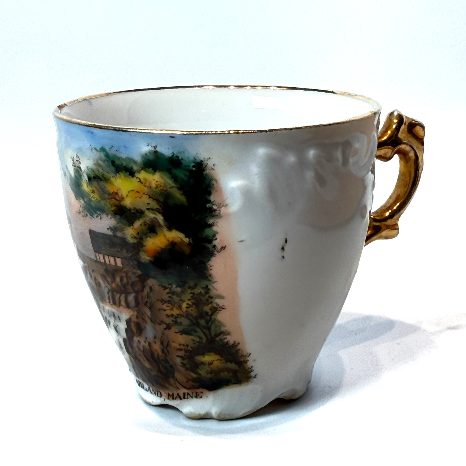 OAKLAND - The Cascade - MAINE ME Antique Souvenir China TRINKET Gold CUP
