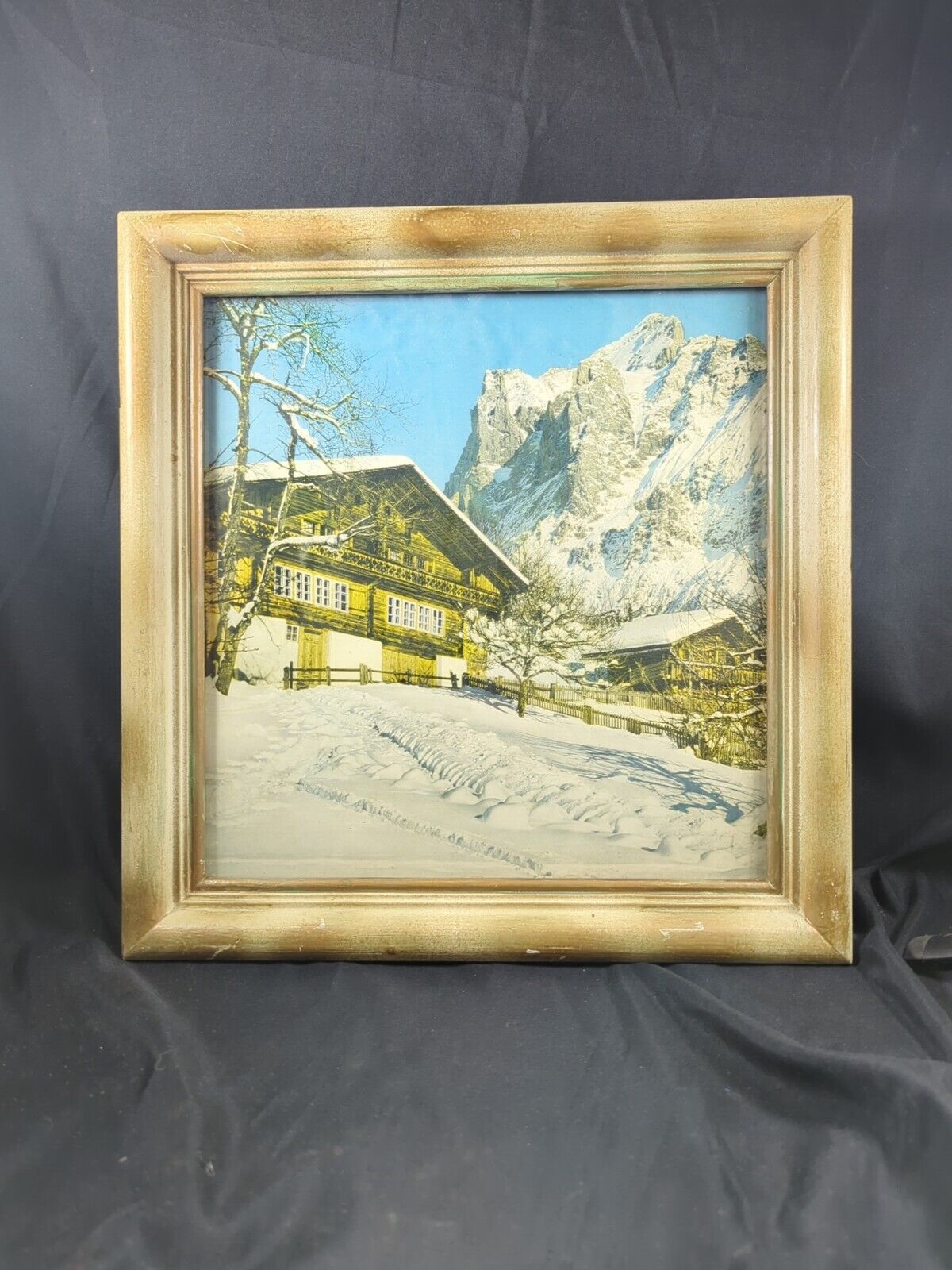 1950\'s Vintage Country Snow Covered Mountain Cabin  Scene Picture 13\