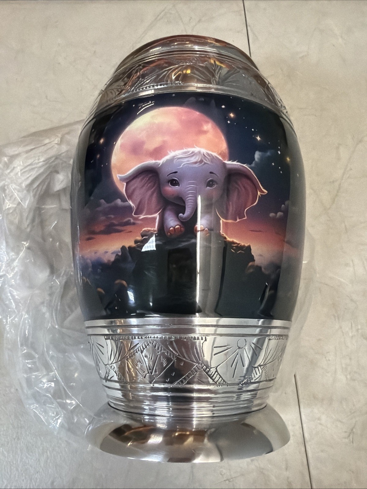 Elephant Starry Night Dreamer Urn Large 10 Inch