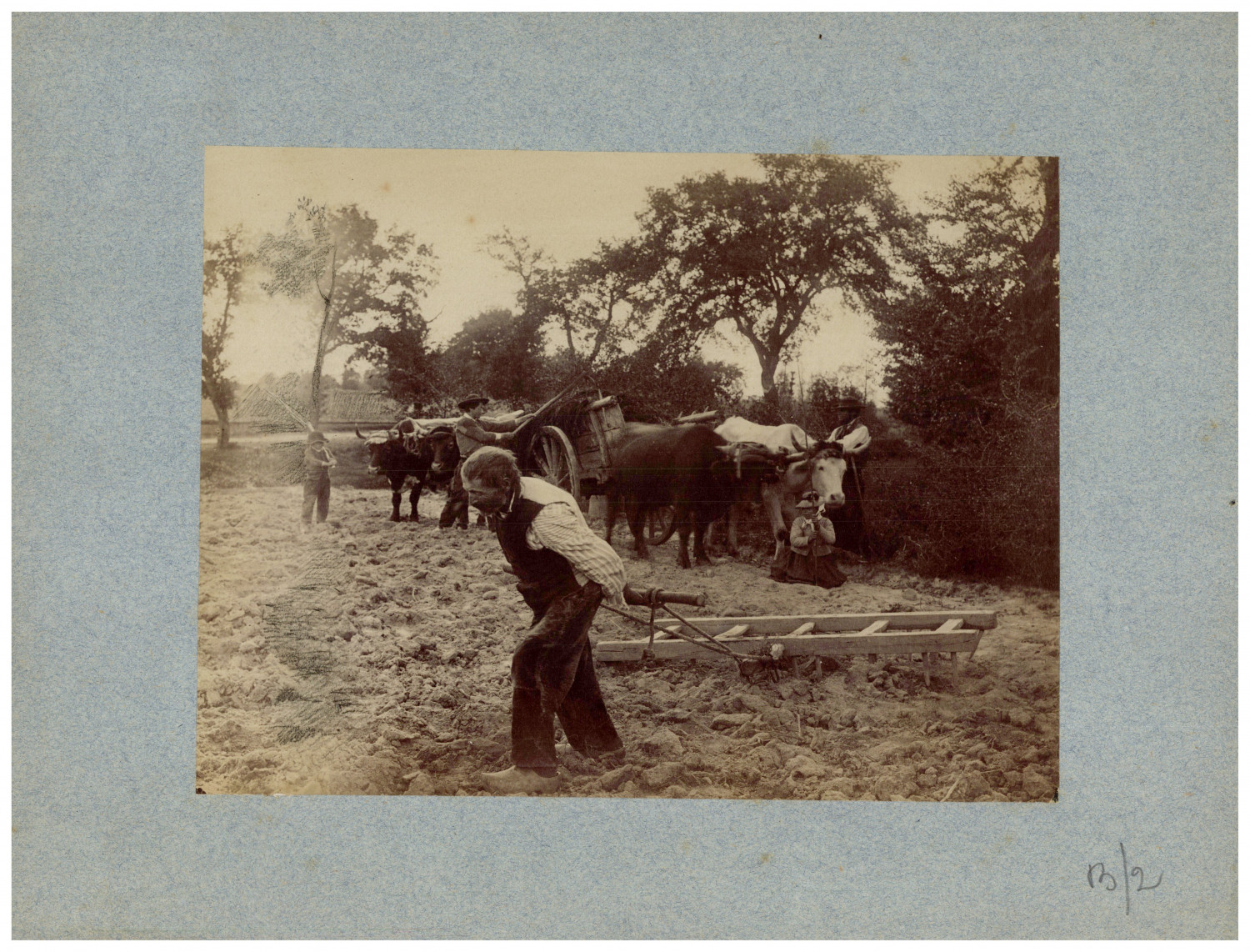 Studies for painter, Work in the fields vintage albumen print, album print