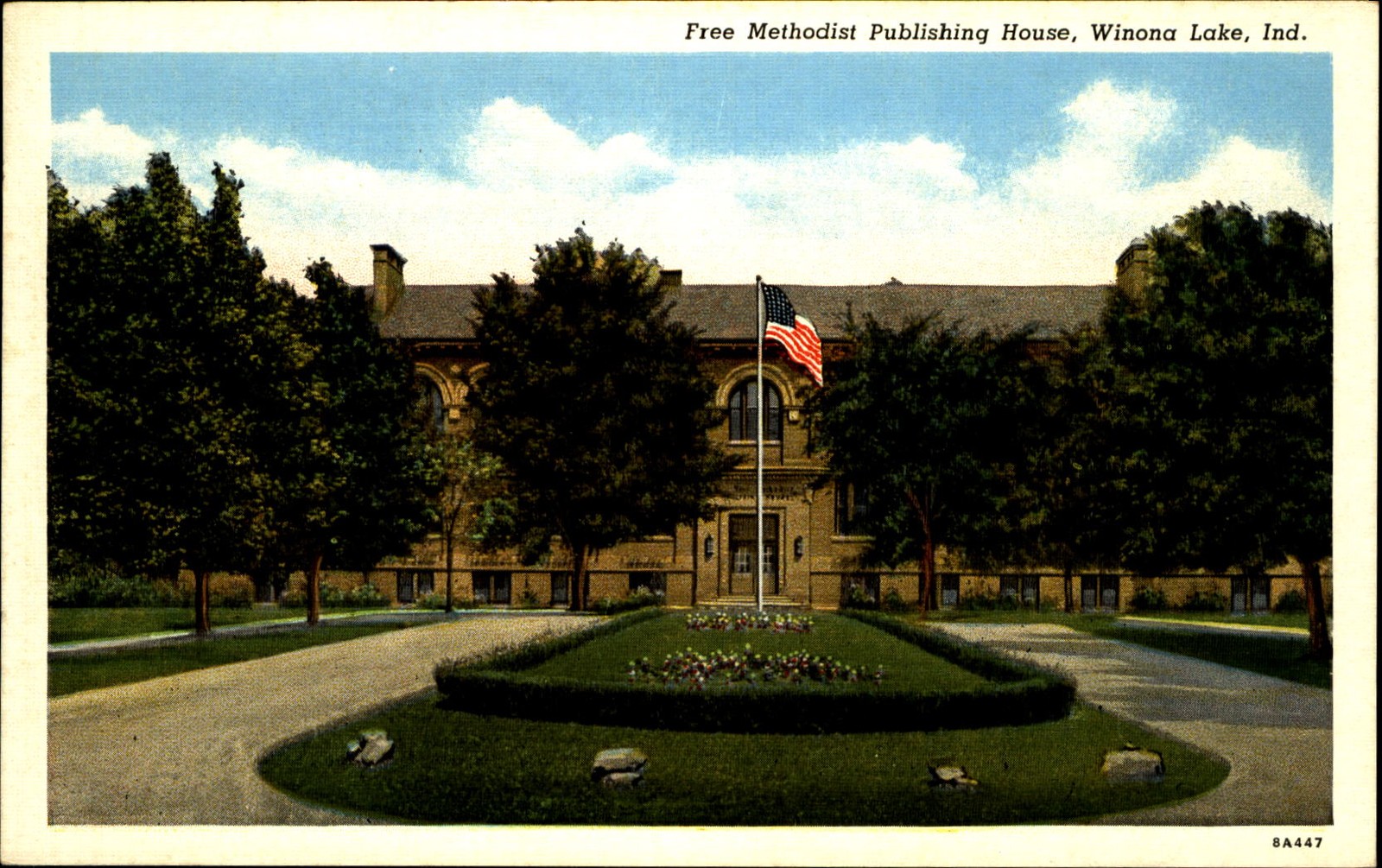 Free Methodist Publishing House ~ Winona Lake Indiana ~ 1940s linen postcard