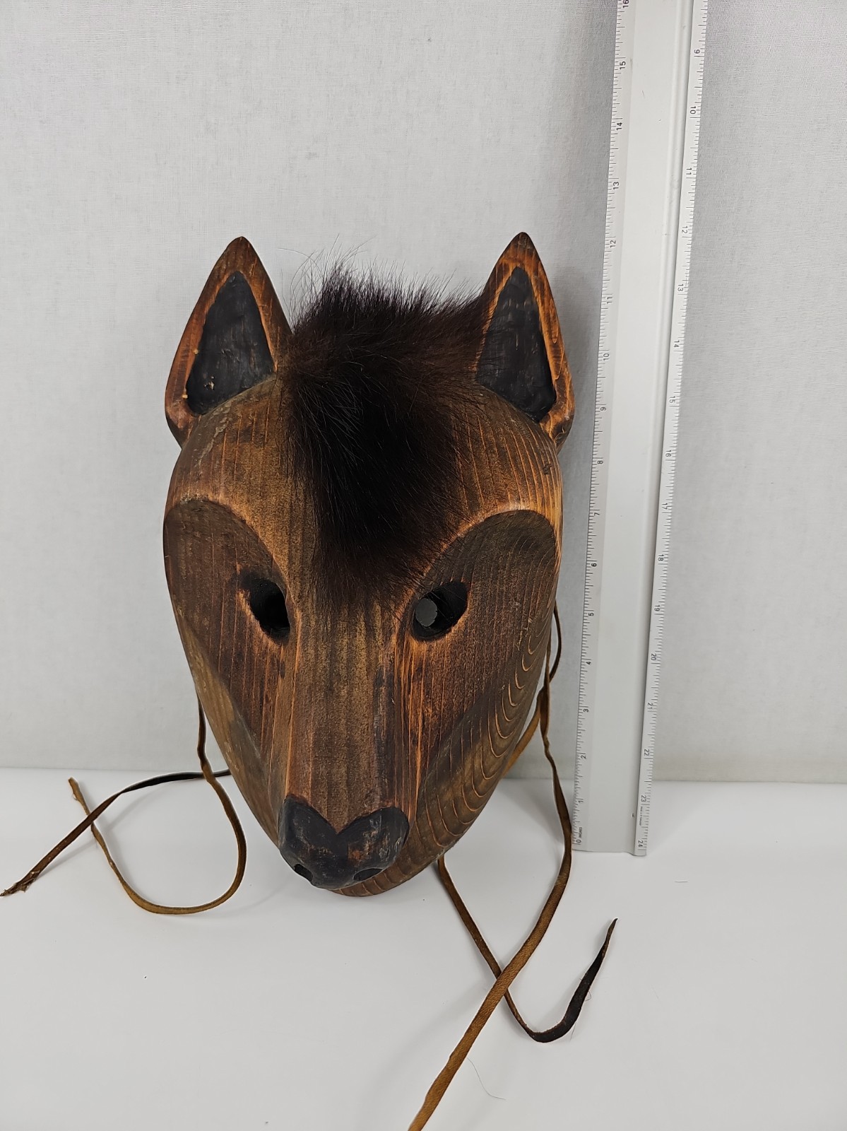 Vintage Cherokee National Wolf Booger Mask - By Toby Hughes Master Carver 12\ Vintage Cherokee National Wolf Booger Mask - By Toby Hughes Master Carver 12\