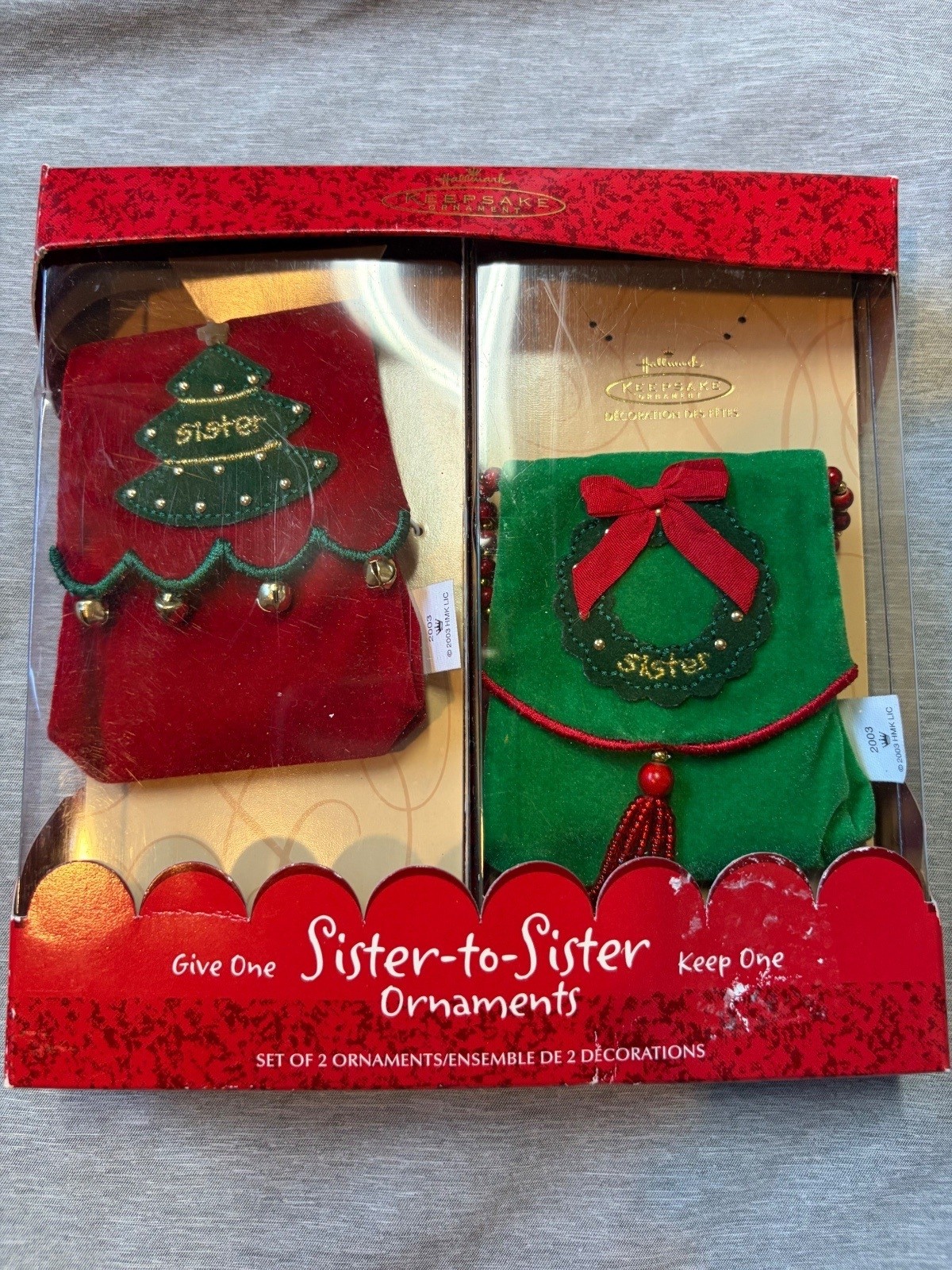 2003 Hallmark Keepsake Sister to Sister Christmas Ornaments Set of 2 Vintage 2003 Hallmark Keepsake Sister to Sister Christmas Ornaments Set of 2 Vintage