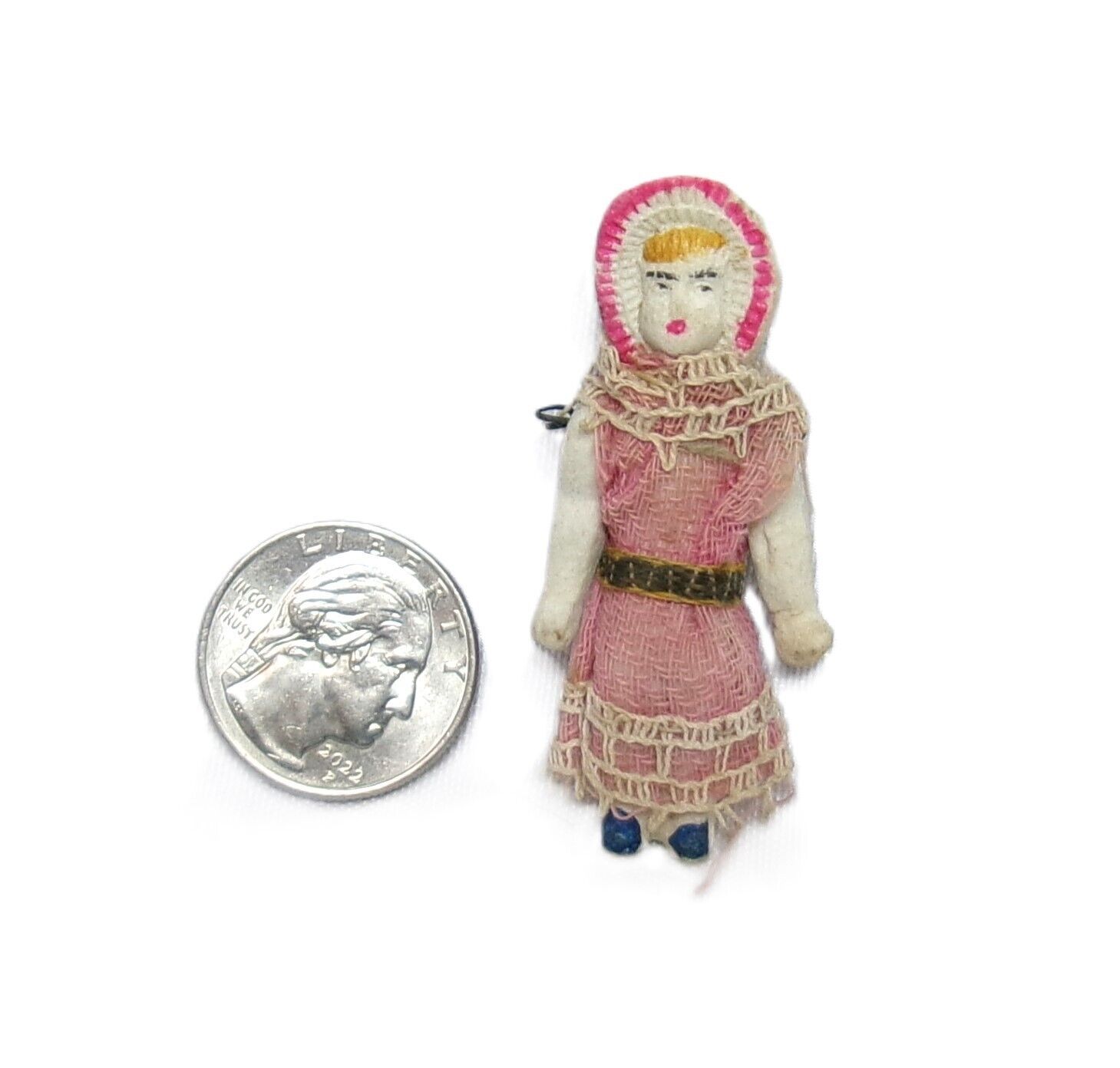 Hand Painted Antique Vintage Bisque Porcelain Miniature Jointed Doll Figurine