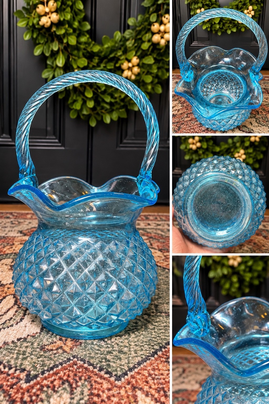 Blue Indiana Glass Basket