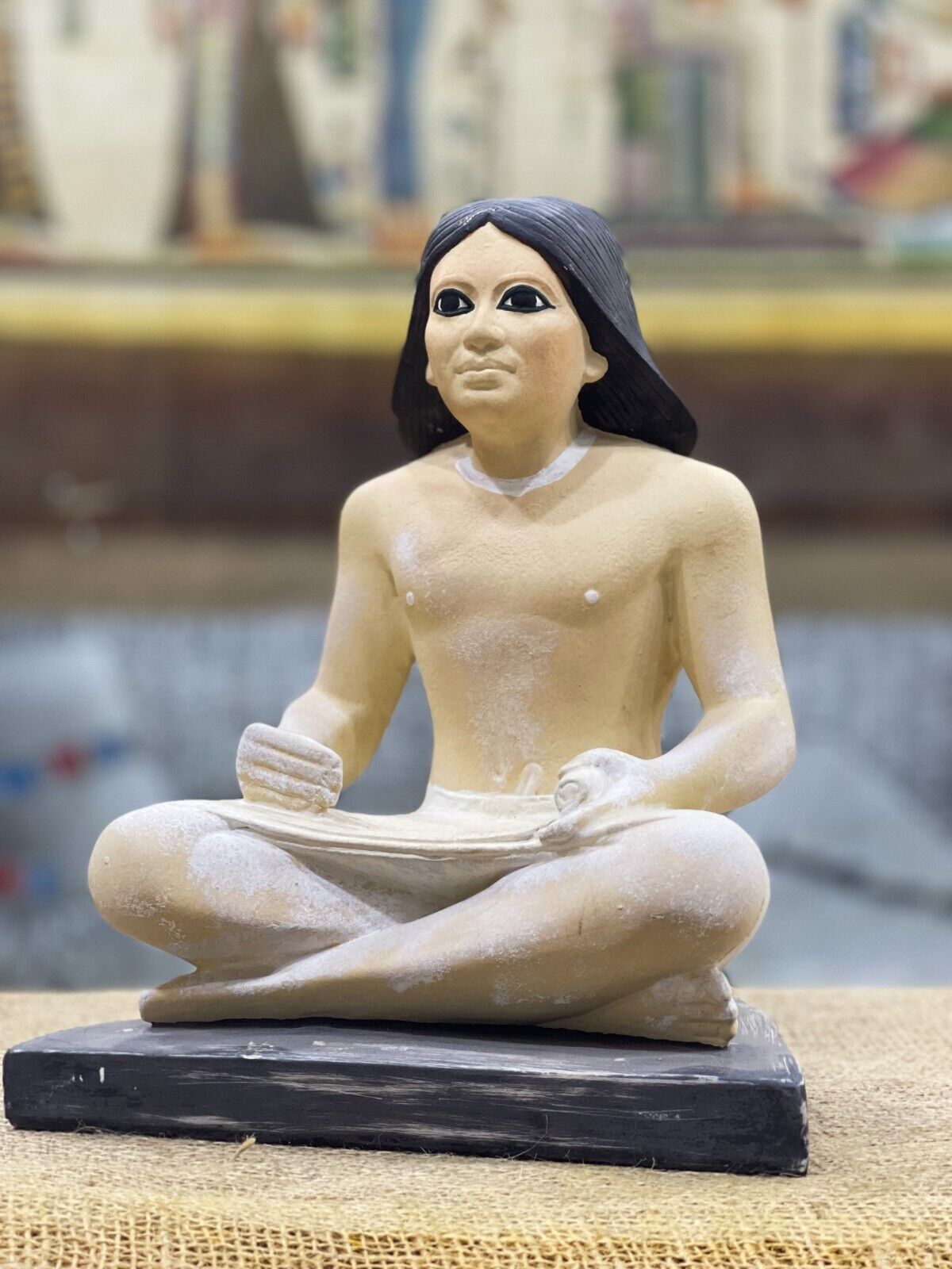 Egyptian scribe statue, read and write figurine statue in Ancient Egypt.