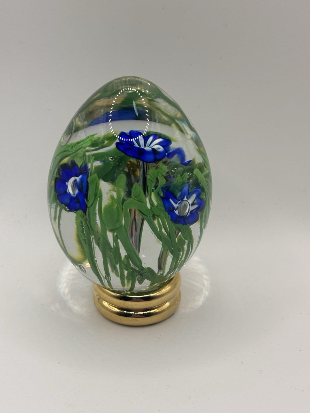 Franklin Mint Treasury of Eggs Hand Blown Glass Egg Blue Flowers 3