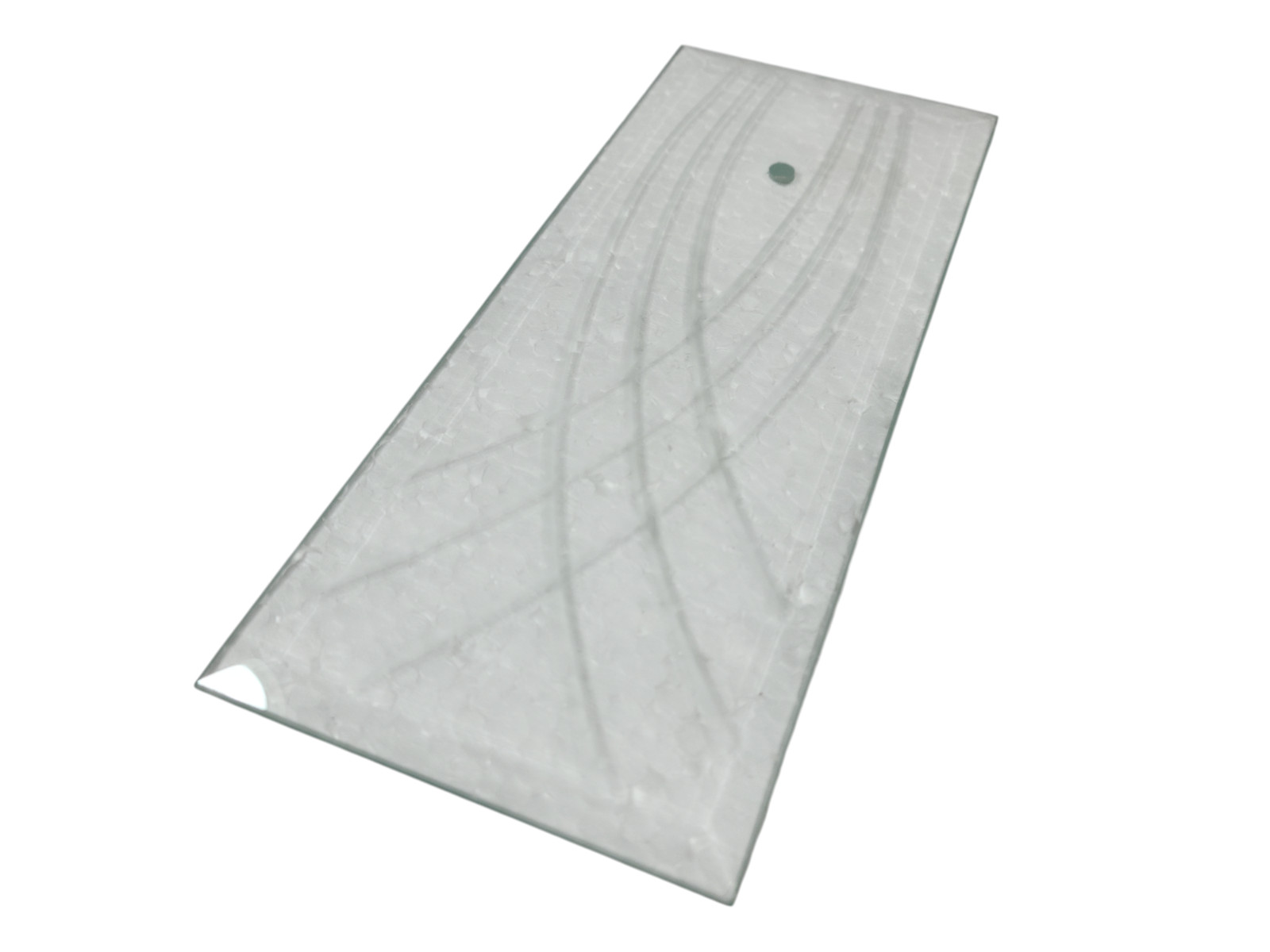 Brass Chandelier Beveled Glass Panel Curved Lines Clear 8 5/8 x 3.5 in Rectangle